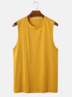 Men's Cotton Breathable Solid Color Round Neck Casual Tank Tops