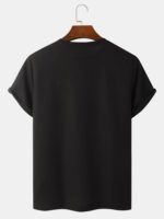 Men's Color Block Patchwork Letter Embroidered Knitted Short Sleeve T-Shirts - Image 2
