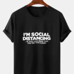 Men's Letter Print Round Neck Short Sleeve Cotton T-Shirts