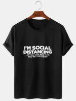 Men's Letter Print Round Neck Short Sleeve Cotton T-Shirts