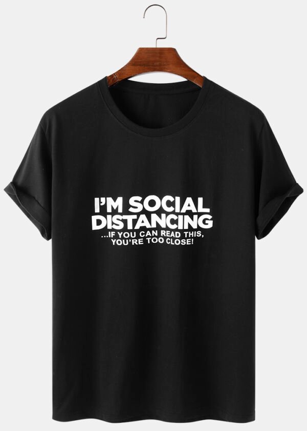 Men's Letter Print Round Neck Short Sleeve Cotton T-Shirts