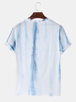 Mens Watercolor Stripes Crew Neck Short Sleeve Casual T-Shirts - Image 2