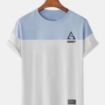 Men's Two Tone Geo Letter Print Casual Short Sleeve T-Shirts