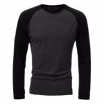 Men's Casual Slim Shirt Crew Neck Raglan Baseball Long Sleeve T-shirt Sports Tops