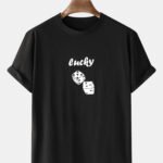 Men's Dice Pattern Print Loose Light Casual Cotton Round Neck T-Shirts