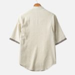 Men's Vintage Loose Buttons Stand Collar Short Sleeve Casual T-shirts - Image 2