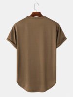 Men's Japanese Letter Print Curved Hem Casual Short Sleeve T-Shirts - Image 3