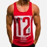 Men Number Printed Sleeveless Crew Neck Tank Tops