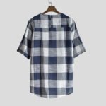 Men's Plaid Design Classic Breathable Loose Comfy Short Sleeve Casual T-Shirts - Image 2