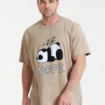 Plus Size Men's Cartoon Panda Print 100% Cotton Short Sleeve T-Shirts