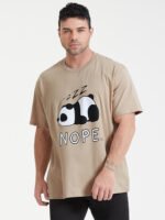 Plus Size Men's Cartoon Panda Print 100% Cotton Short Sleeve T-Shirts