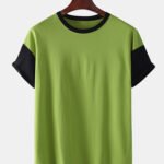 Men's Color Block Contrast Color Crew Neck Short Sleeve Casual T-Shirts