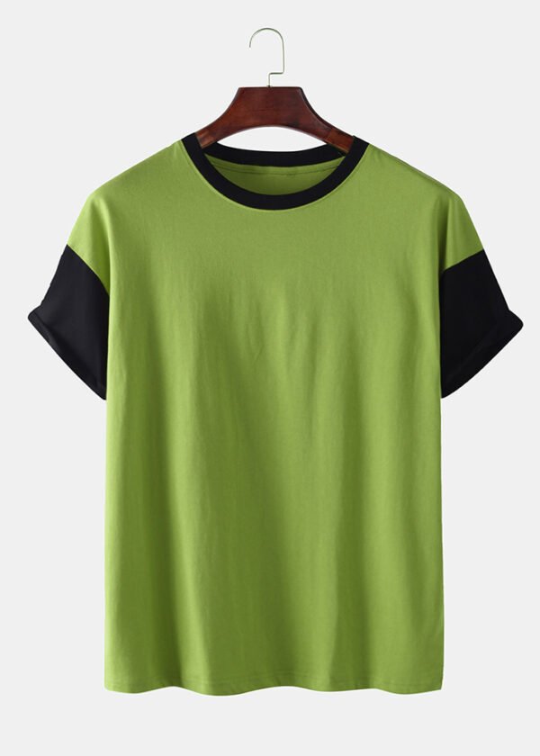 Men's Color Block Contrast Color Crew Neck Short Sleeve Casual T-Shirts