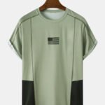 Men National Flag Stitching Short Sleeve Leisure All Matched T-Shirts