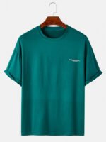 Cotton Letter Print Round Neck Short Sleeve Breathable T-Shirts