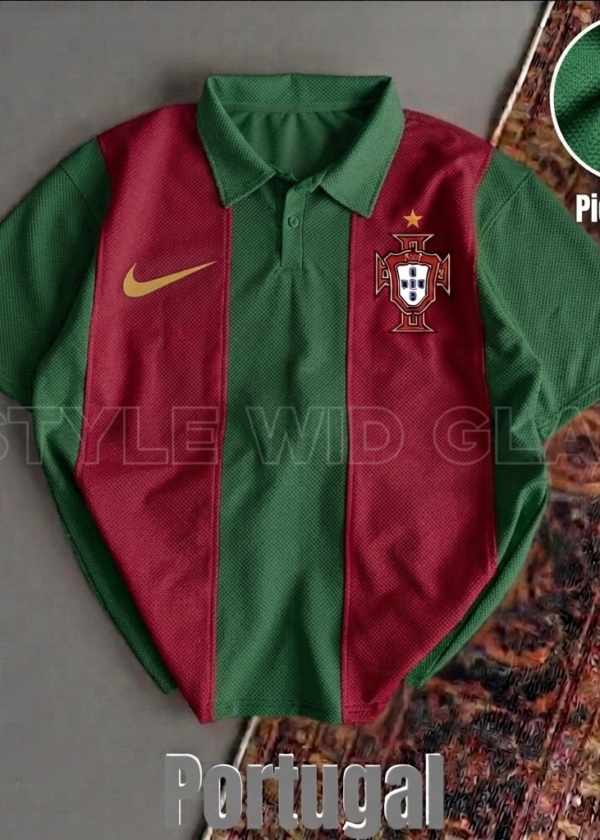 Portugal Short Sleeves Polo Football Shirt - Regular Fit (Logo printed)
