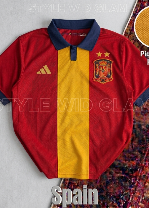 Spain Short Sleeves Polo Football Shirt - Regular Fit (Logo printed)