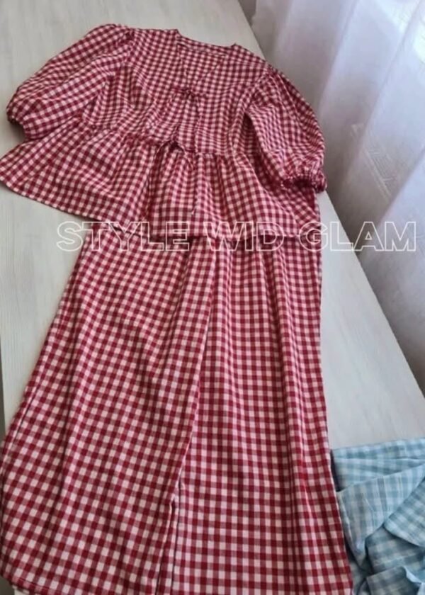 Maroon Check Summer Combo ( Maroon-red )