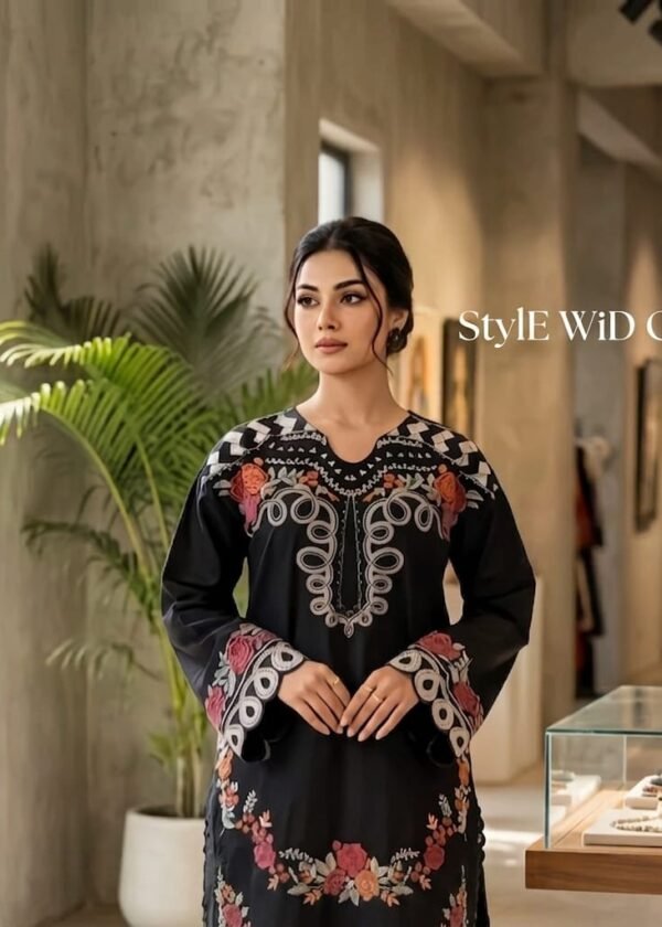 Crimson Bloom Midnight Kurti Set ( 2 piece )