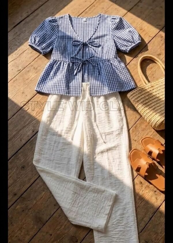 "The Gingham Darling Set" (Tops + Pant + white inner)