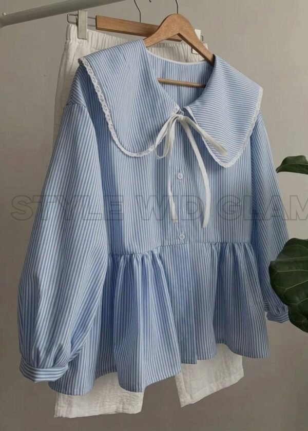 Vanilla Blue Ribbon Combo  (Tops and Pant )