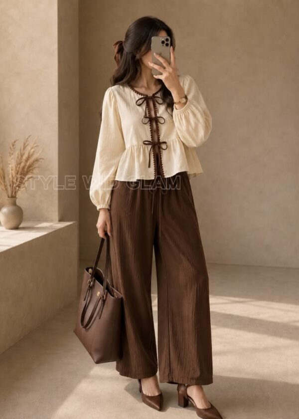 Mocha Cream Co-ord Set (Tops + Pant + inner)